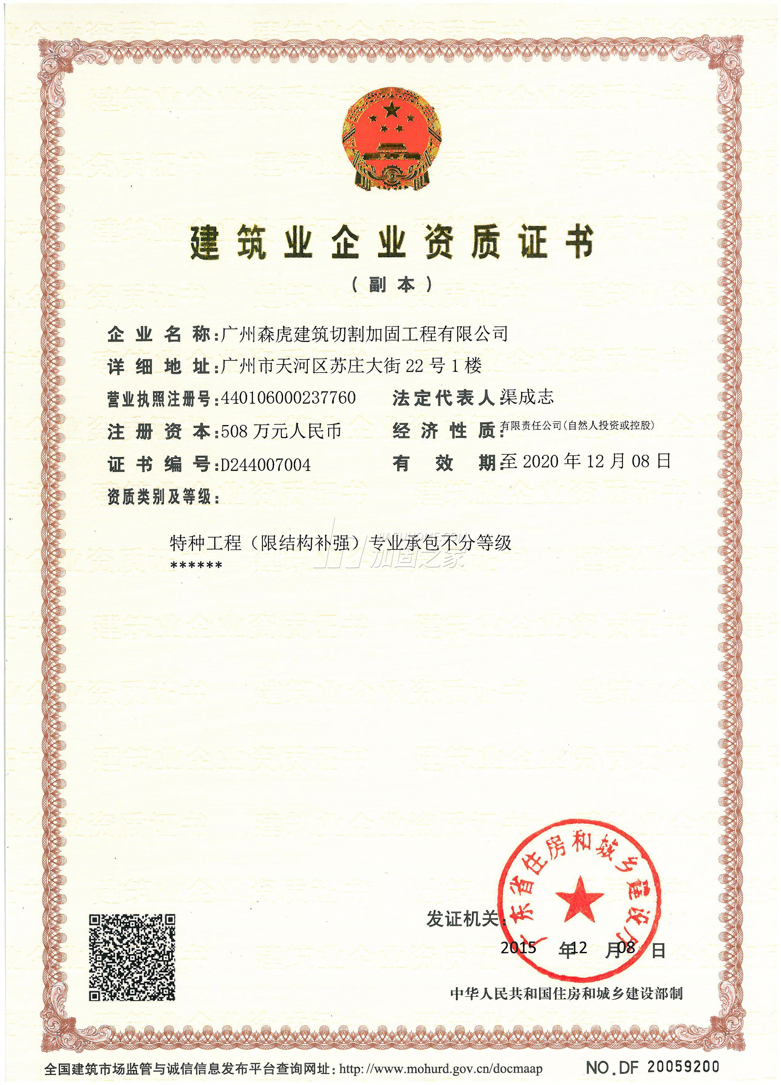 特种工程(限结构补强)专业承包