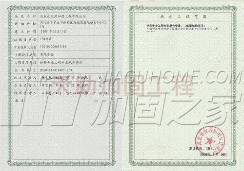 特种工程(限结构补强)专业承包