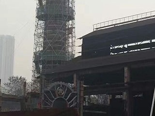 重钢烟囱粘粘贴纤维，内圆植筋